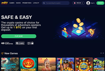 mBitcasinoのホームページ画像